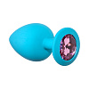Большая голубая анальная пробка с розовым кристаллом Lola toys Emotions Cutie Large 4013-03Lola (10 см)