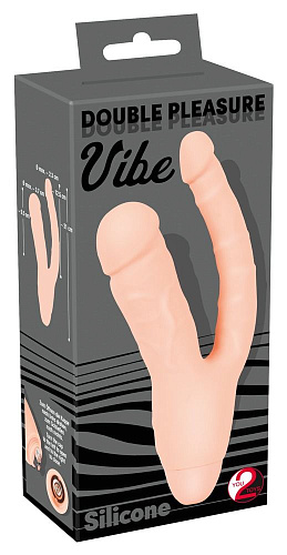 Анально-вагинальный вибромассажёр телеснего цвета Orion Double Pleasure Vibe 0592986 (21 см)