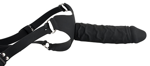 Силиконовый чёрного цвета страпон на регулируемых ремешках Orion Silicone Strap-On 0517097 (17 см)