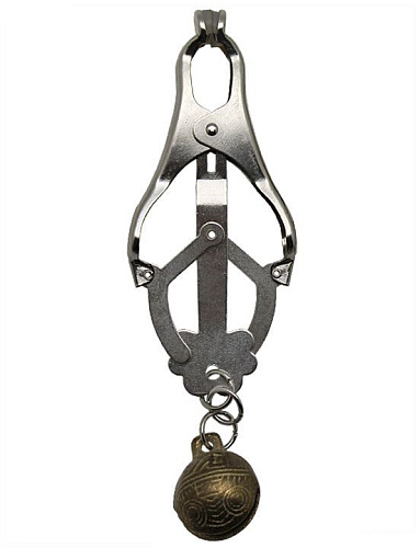 Серебристые зажимы для сосков со звенящими шариками Eroticon P3236M