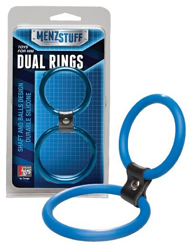 Синее двойное эрекционное кольцо Dream Toys Dual Rings Blue 20026