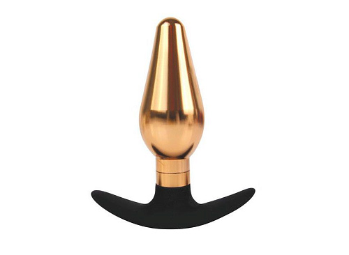 Анальная каплевидная втулка золотисто-чёрного цвета Bior toys IL-28004-GLD (10,9 см)