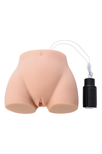 Мастурбатор-полуторс телесного цвета с вибрацией и двумя любовными тоннелями KOKOS Cherry M10-03-21V