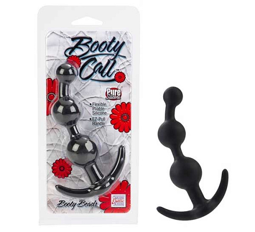 Чёрная силиконовая анальная цепочка California Exotic Novelties Booty Call SE-0396-30-2