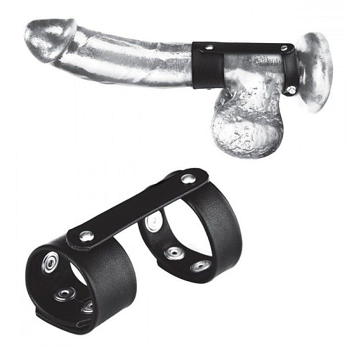 Двойной поддерживаюший ремень для пениса с заклепками BlueLine BLM3070