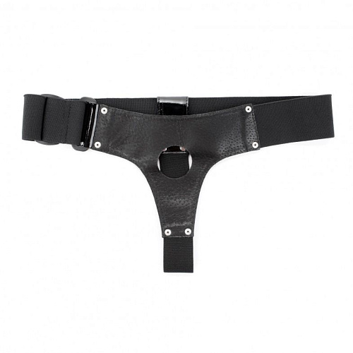 Чёрные лаковые трусики для страпона БДСМ арсенал 52002ars