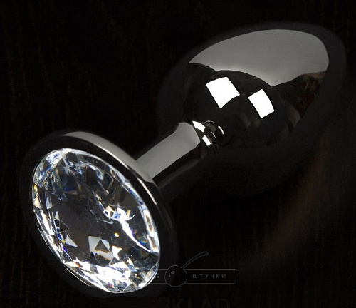 Графитовая анальная пробка с прозрачным кристаллом Пикантные штучки DPBP041LDIA (8,5 см)