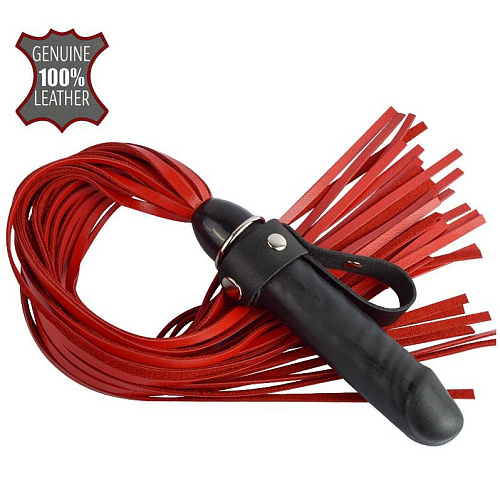 Красная плеть с чёрной ручкой-фаллосом Sitabella «Ковбой» 3021-2 (55 см)