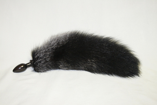 Анальная пробка с чёрным лисьим хвостом Wild Lust BF60black/black