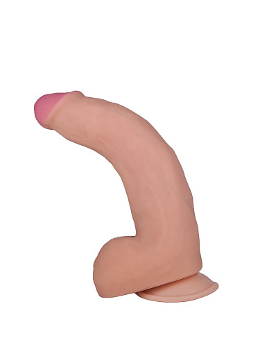 Телесный фаллоимитатор с мошонкой на присоске LOVETOY (А-Полимер) F LINE 583603 (22 см)