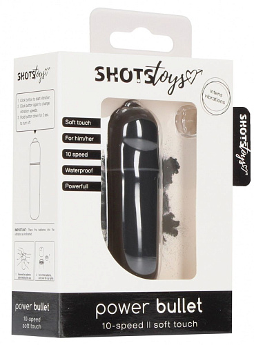 Чёрная вибропуля Shots Media BV Power Bullet SHT028BLK (6,2 см)