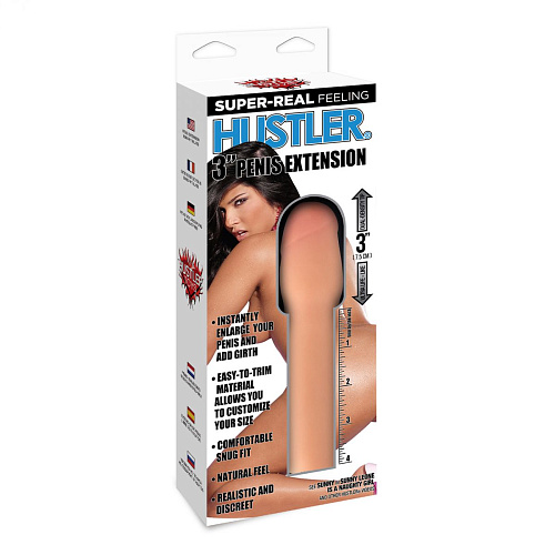 Телесная насадка для увеличения члена на 7,5 см Hustler HT-E2