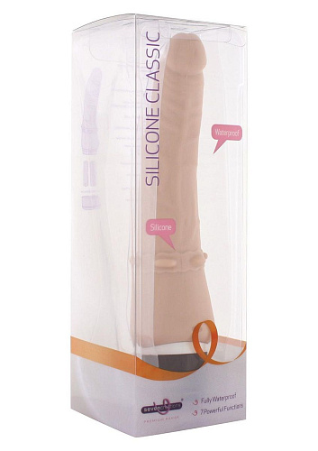 Телесный вибромассажёр с юбочкой шипов Seven Creations Classic Smooth Vibrator Nude B0094Y4SPG (16,5 см)
