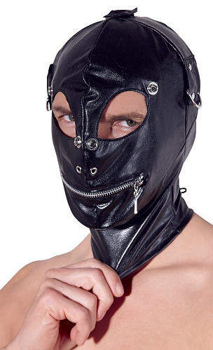 Чёрная маска на голову с отверстиями для глаз и рта Orion Imitation Leather Mask 24914191001