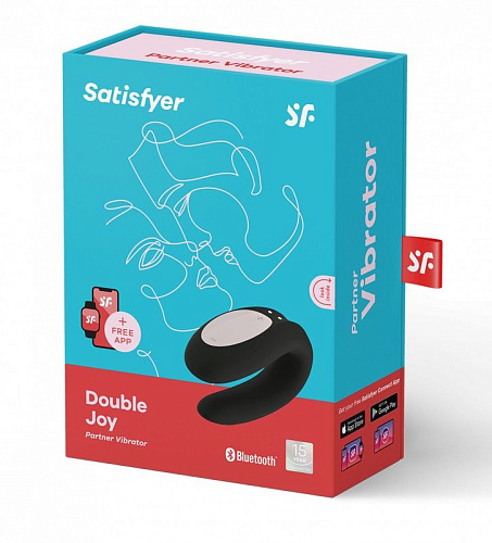 Чёрный вибратор для пар с управлением через приложение Satisfyer Double Joy J2008-16-1
