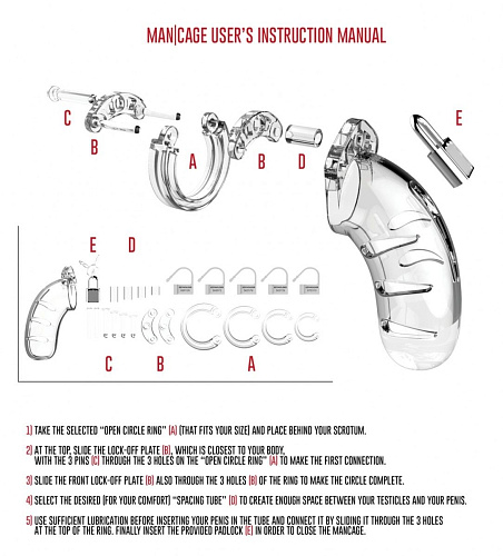 Прозрачный мужской пояс верности Shots Media BV Cock Cage Model 06 Chastity MCG006TRA