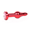 Удлиненная шарикообразная красная анальная втулка с розовым кристаллом Anal Jewelry Plug ZRED-02 (10,3 см)