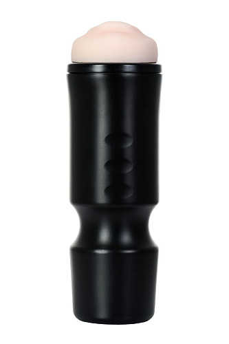 Мастурбатор-ротик телесного цвета в черной колбе A-toys 763003