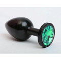 Чёрная анальная пробка с зелёным стразом 4sexdreaM 47412-6 (7,6 см)