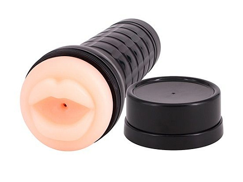 Телесный с чёрным мастурбатор-ротик без вибрации Seven Creations DEE-LITE 51091