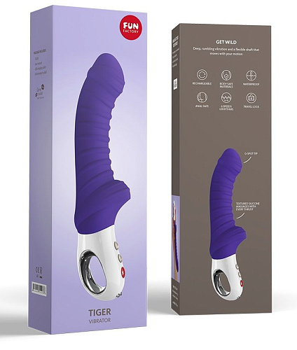 Фиолетовый вибратор с рёбрышками Fun Factory Tiger 1131006 (22,3 см)