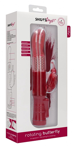 Красный вибратор-кролик Shots Media BV Rotating Butterfly SHTO003RED (22,8 см)
