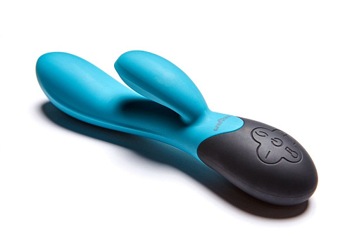 Бирюзовый вибратор с клиторальным отростком и нагревом Le Frivole Perseus 05486 (20,8 см)