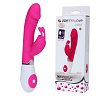 Розовый вибратор с клиторальным зайчиком Baile Gene BI-014244 (20,5 см)