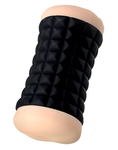 Двухсторонний мастурбатор телесного цвета в черном цилиндре JOS JANICE 784001