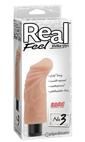 Реалистичный вибромассажёр телесного цвета с загнутой головкой Pipedream Real Feel Lifelike Toyz №3 PD1379-21 (15,2 см)