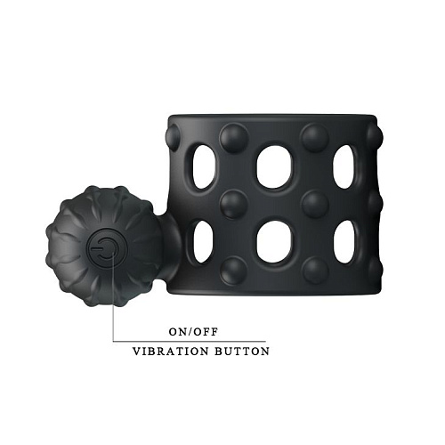 Широкое, чёрное эрекционное кольцо с вибрацией Baile Osborn BI-210170