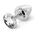 Серебристая пробка с прозрачным кристаллом DIOGOL ANNI round silver plated T3 1020053000 (9 см)