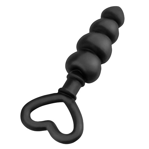 Чёрная анальная втулка из силикона Pipedream Beaded Luv Probe PD4644-23 (15,5 см)