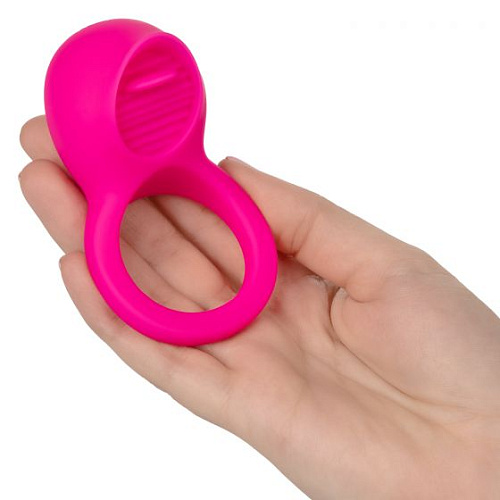 Ярко-розовое эрекционное кольцо California Exotic Novelties Silicone Rechargeable Teasing Tongue Enhancer SE-1841-70-3