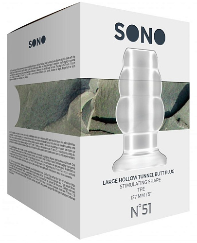 Прозрачная анальная пробка с тоннелем Shots Media BV №51 Large Hollow Tunnel Butt Plug 5 Inch SON051TRA (12,7 см)