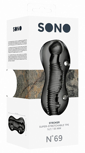 Чёрный рельефный мастурбатор Shots Media BV N 69 Stroker SON069BLK