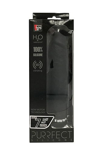 Чёрный водонепроницаемый вибратор Dream Toys PURRFECT SILICONE DELUXE 7.5INCH 21295 (19 см)