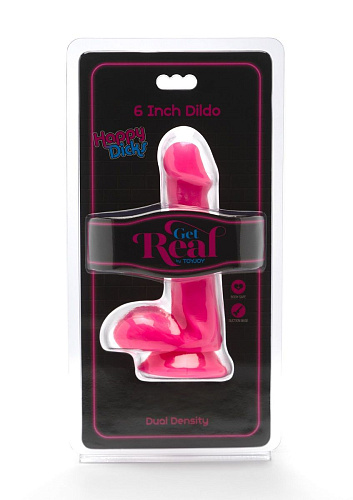 Розовый фаллоимитатор Toy Joy Happy Dicks Dildo 6 inch Balls 10180 pink (15,2 см)