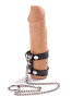 Чёрный поводок для пениса с двумя ремешками Sitabella 3141-1