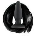 Чёрная анальная пробка с чёрным хвостом NS Novelties Filly Tails Black NSN-0510-23