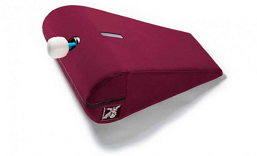 Бордовая малая вельветовая подушка для любви с отверстием под массажёр Liberator R-Axis Magic Wand 15125549