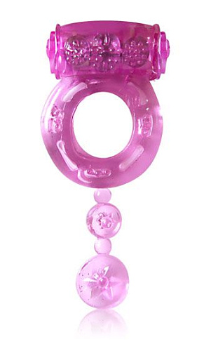 Розовое эрекционное виброкольцо с хвостиком Bior toys EE-10153