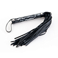 Чёрный флоггер с кружевной ручкой серебристого цвета ToyFa 715001