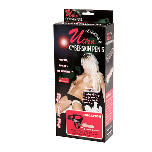 Поясной фаллос телесного цвета на чёрных трусиках Baile BW-022018-1002 (15 см)