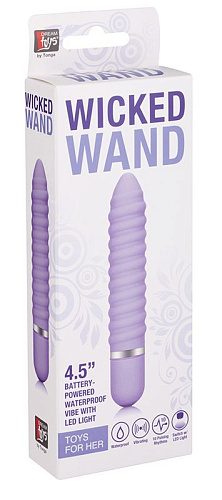 Фиолетовый ребристый мини-вибратор Dream Toys NEON WICKED WAND PURPLE 20556 (11,4 см)
