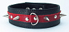 Чёрно-красный ошейник из кожи с шипами БДСМ арсенал 55012