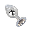 Большой стальной плаг с серым кристаллом Erotic Fantasy Silver Rain EF-HM-019 (9,5 см)