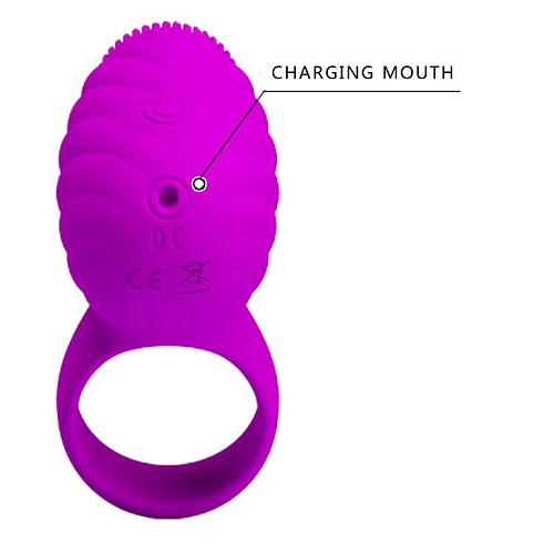 Лиловое эрекционное виброкольцо с щёточкой Baile Florence BI-014410