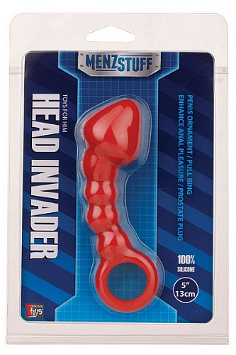 Красный анальный стимулятор с кольцом Dream Toys HEAD INVADER 20716 (13 см)