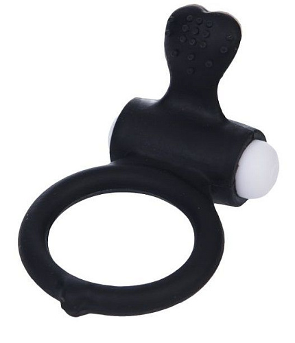 Чёрное виброкольцо для пениса Lovetoy Power Heart Clit Cockring